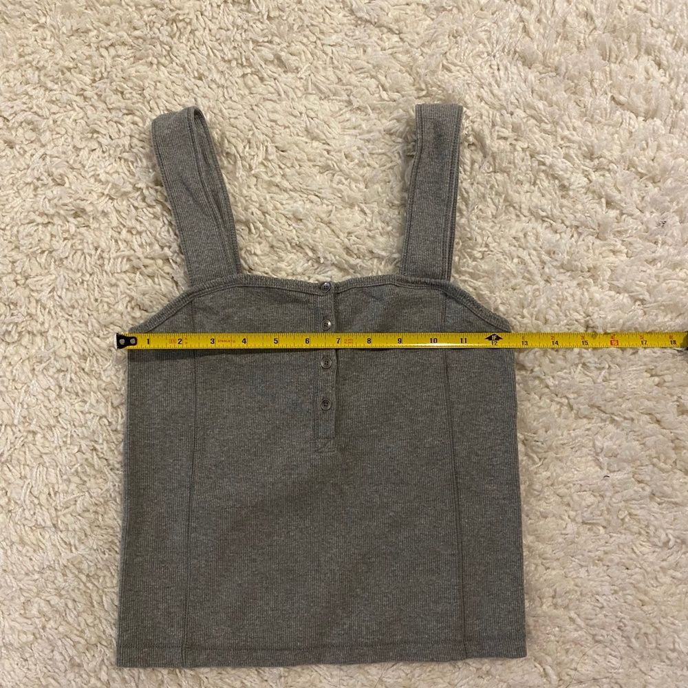 Abercrombie & Fitch Ribbed Henley Crop Tank Top Gray Square Neck Women's Medium - Picture 6 of 7